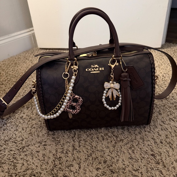 Rowan Large Satchel Bag In Signature Canvas With Fringe - Picture 4 of 10